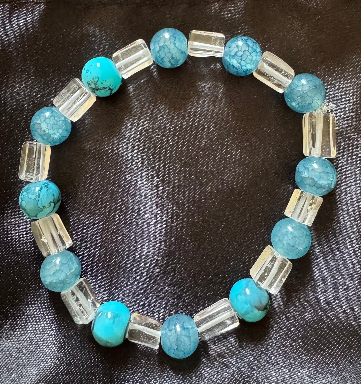 Aquamarine and Jade bracelet-19cm