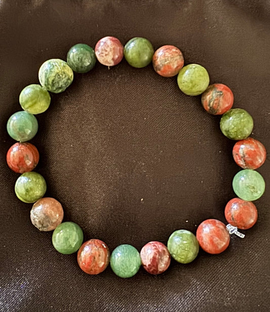 Green and brown natural stone bracelet-19cm