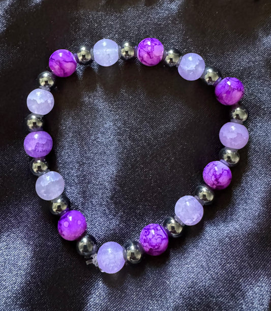 Crushed Jade and Hematite Purple-19cm