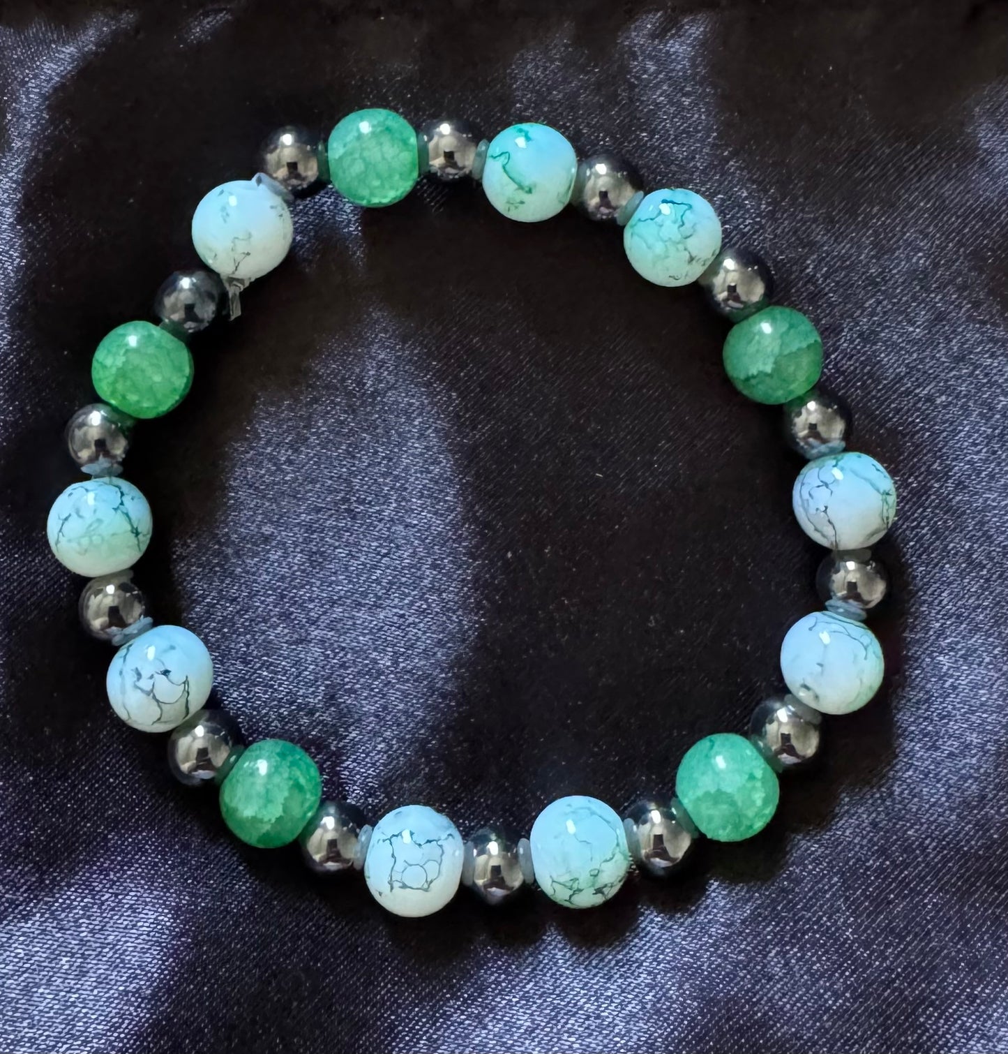 Crushed Jade and Hematite Green-19cm