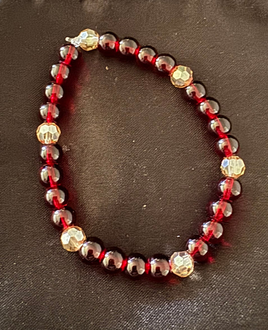 Red and rose crystal bracelet-17cm