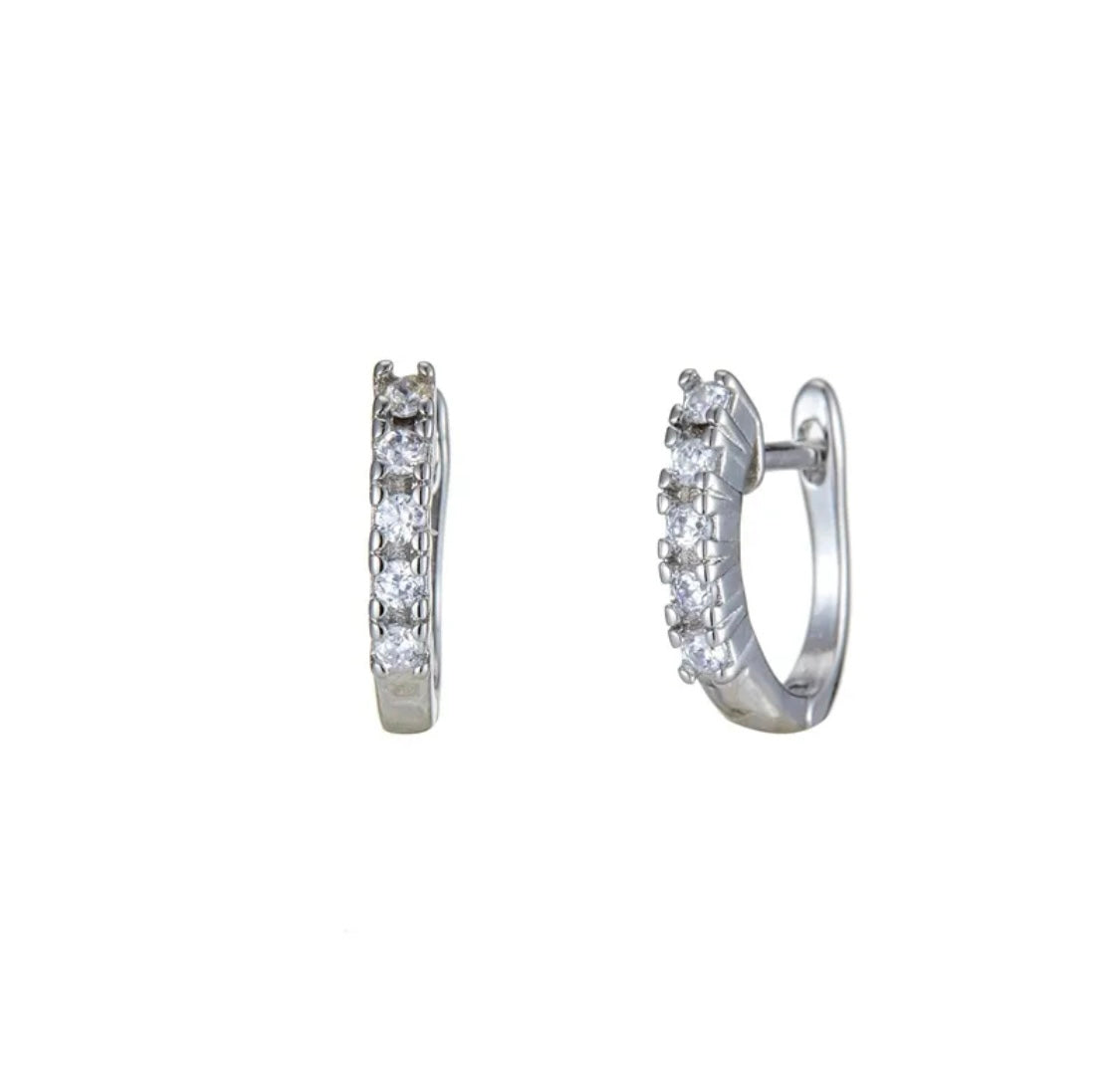 Sterling Silver CZ Huggies