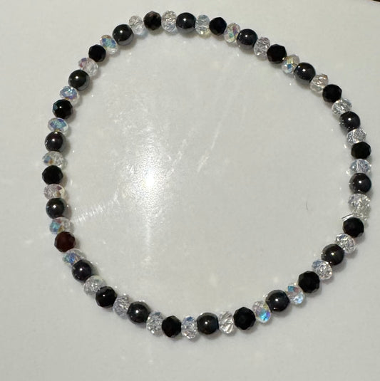 Hematite & Natural Stone Crystal Bracelet-19cm