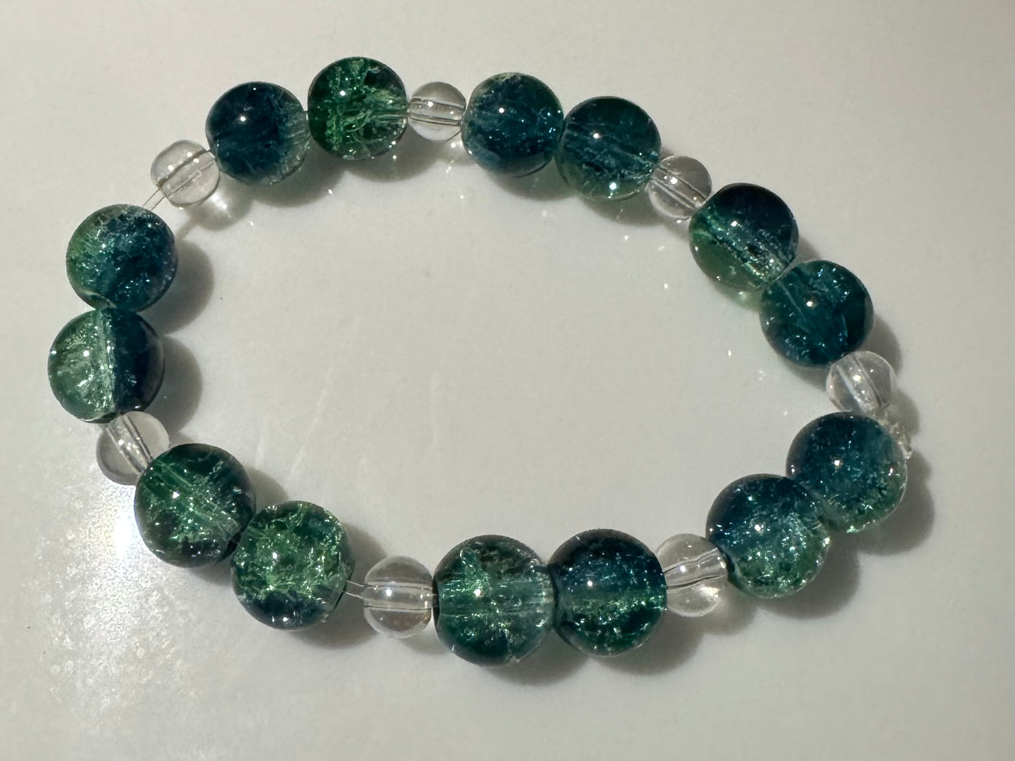 Blue/Green Glass Bracelet-17cm