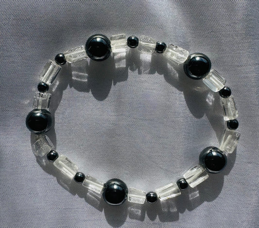 Aquamarine and Hematite Bracelet-21cm