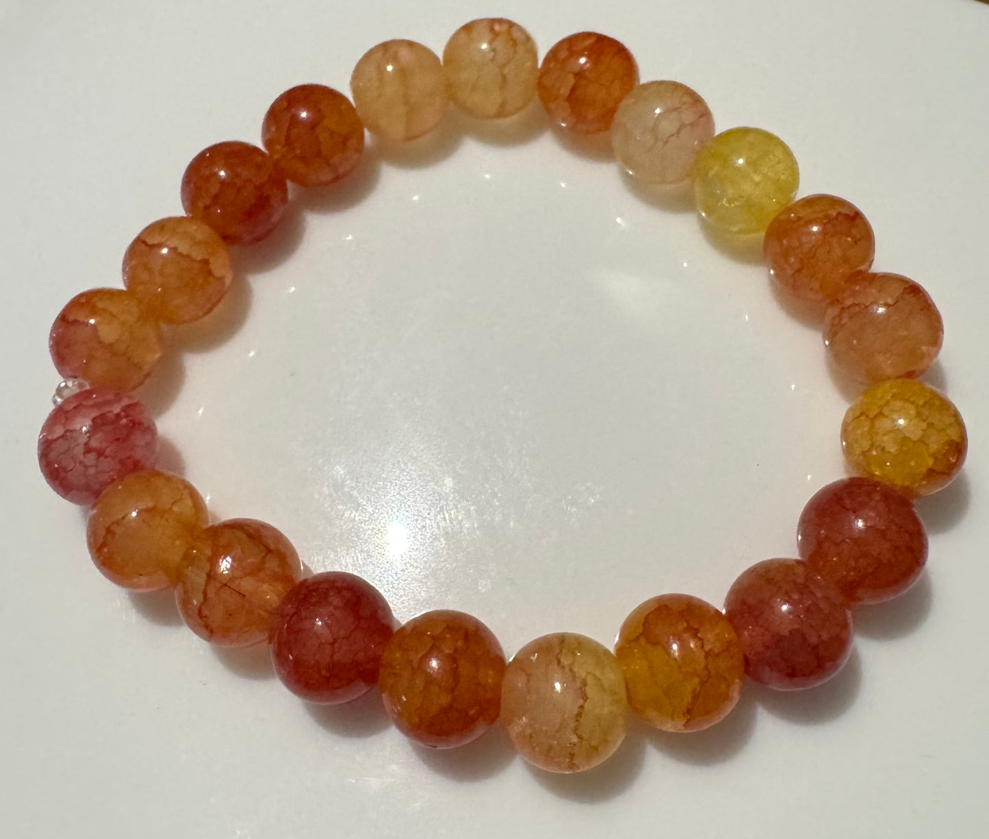 Orange Crushed Jade Bracelet-19cm