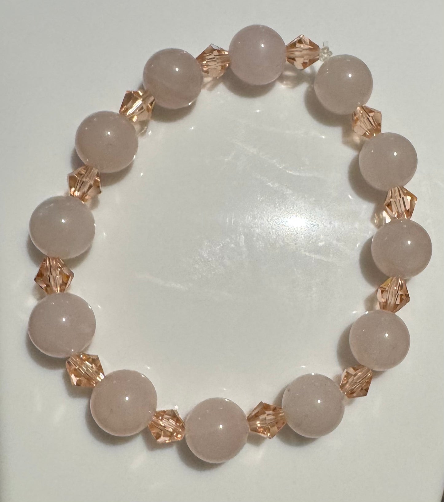 Rose Quartz & Crystal Bracelet-19cm