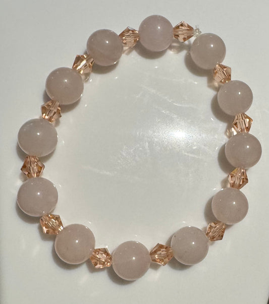 Rose Quartz & Crystal Bracelet-17cm